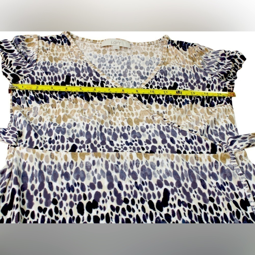 Ann Taylor Loft Women’s Multi Color Pebble Print Faux Wrap Dress Size Small - Picture 6 of 10
